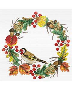 Voorbedrukt borduurpakket herfstkrans op aida Needleart World 340.038