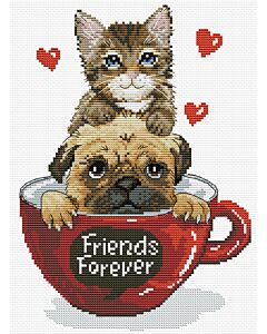 Voorbedrukt borduurpakket friends forever op aida Needleart World 340.041