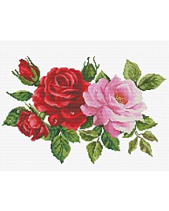Voorbedrukt borduurpakket rozen boeket op aida Needleart World 440.093