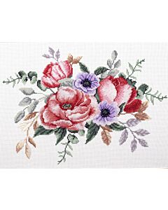 Voorbedrukt borduurpakket elegant boeket op aida Needleart World 440.094