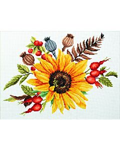 Voorbedrukt borduurpakket herfst boeket op aida Needleart World 440.095