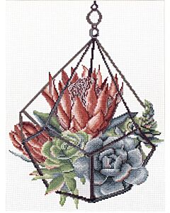 Voorbedrukt borduurpakket succulent garden op aida Needleart World 440.096