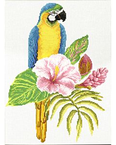 Voorbedrukt borduurpakket papegaai op aida Needleart World 440.098