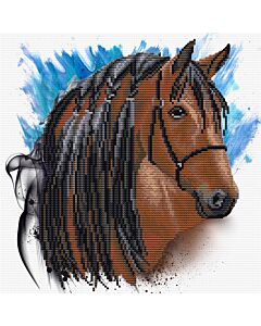 Voorbedrukt borduurpakket stallion groom op aida Needleart World 450.039