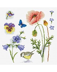 Voorbedrukt borduurpakket garden sampler 2 op aida Needleart World 540.046