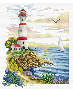 Voorbedrukt borduurpakket vuurtoren op aida Needleart World 540.047