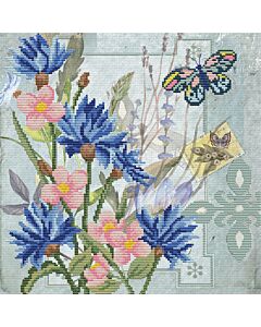 Voorbedrukt borduurpakket korenbloem veld op aida Needleart World 650.030