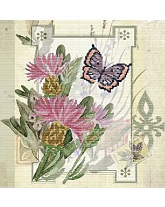 Voorbedrukt borduurpakket distel pakket op aida Needleart World 650.031