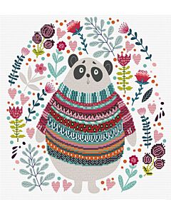 Voorbedrukt borduurpakket panda couture op aida Needleart World 650.036