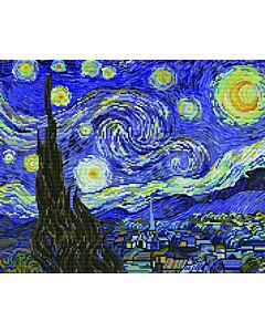 Voorbedrukt borduurpakket starry night op aida Needleart World 650.040