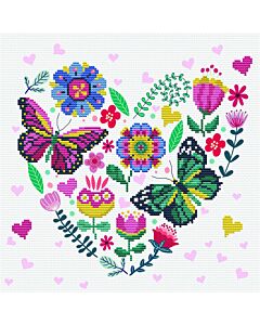 Voorbedrukt borduurpakket liefdestuin op aida Needleart World 650.042