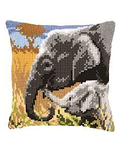 Vervaco borduurpakket kruissteekkussen Olifantenliefde borduren pn-0146813