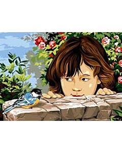 op de oude muur borduurstramien van Seg de Paris