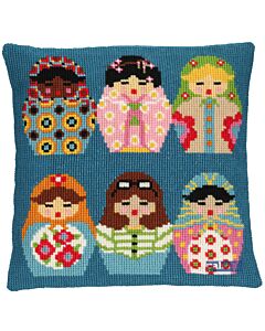 Pako borduurkussen gelukspoppetjes 160.801 voorbedrukt borduren