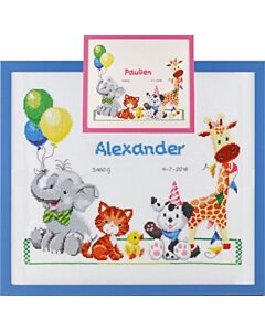 Pako borduurpakket geboortetegel Paulien/Alexander: dieren 226.310