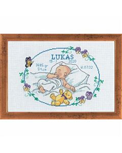  Borduurpakket Geboortetegel jongen Lukas om te borduren Permin 92-7713
