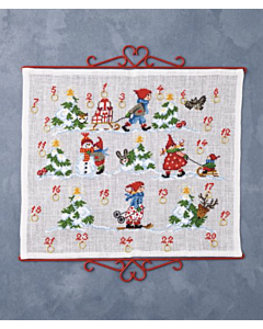 Permin adventskalender borduren sneeuw kinderen 34-2231 borduren