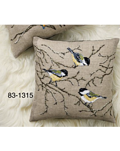 Permin borduurpakket kussen koolmeesjes 83-1315