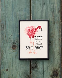 Permin borduurpakket Life is all about balance flamingo 92-3123 borduren