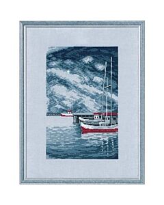 Permin borduurpakket pier en boten om te borduren 12-0165 met linnen