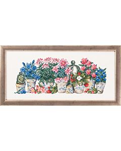 Permin borduurpakket roze en blauwe bloemen 12-5185 borduren