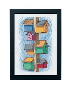 Permin borduurpakket vogelhuisjes op een paal om te borduren 92-0164