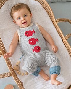 Phildar baby kruippakje met visjes breien van Phil Rustique. 