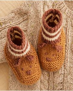 Phildar baby slofjes met beertje met breien van Super Baby. (215, m16)