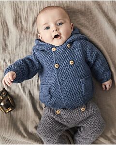 Phildar baby trui in gerstekorrelsteek breien van Phil Ecolaine.