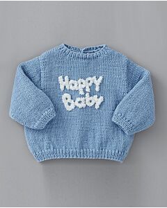 Phildar baby trui met happy baby breien van Phil Douce en Lambswool