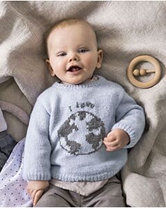 Phildar baby trui met I love en een wereld er op breien van Super Baby (189,m39)