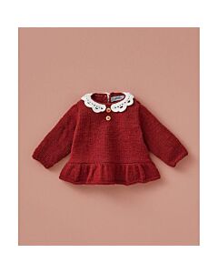 Phildar baby truitje breien met een gehaakte kraag van Phil Merinos 3.5 (200, m16)