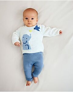 Phildar baby truitje met olifant breien van Phil Caresse en Coton 3 (271,M14)