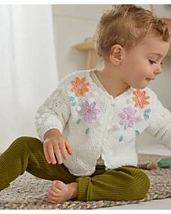 Phildar baby vestje met bloemen breien van Phil Caresse en Coton 3 (237, m21)