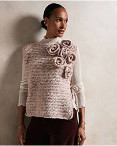 Phildar dames frontje met bloemen haken van Phil Tweed Mohair (279,m14a)