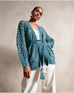 Phildar dames vest met ceintuur haken van Phil Mohair Coton (279,m15)