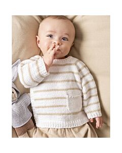 Phildar gestreept baby truitje breien van Phil Love Cotton (196, m30)