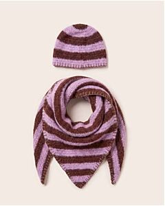 Phildar gestreepte beanie en sjaal haken van Phil Chic en Phil Merinos 3,5 (279,m18b)