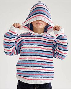 Phildar gestreepte kindertrui met capuchon van Love Cotton (225, 2A)