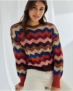 Phildar golvende dames trui breien van Phil Origin en Phil Starlight (255,m14)