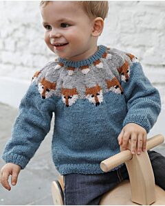 Phildar jongens trui met vosjes breien van Lamsbwool (193, model 10)