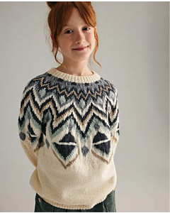 Phildar kinder trui met jacqaurd breien van Partner 3,5 en Phil Starlight (246, m13b)