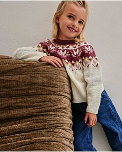 Phildar meisjes trui met bloemen breien van Phil Super Baby en Phil Baby Alpaga (263,M1)