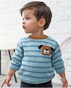 Phildar peuter trui met hondje breien van Phil Merinos 3.5 (193,m9)