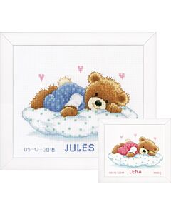 Borduurpakket geboortetegel snoezend beertje van Vervaco  PN-0002201