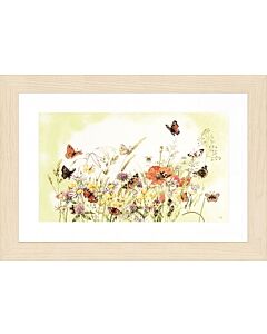 Lanarte borduurpakket Vlinders met bloemen met telpatroon op katoen pn 0007967