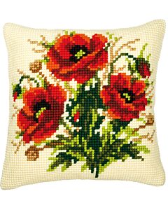 Borduurpakket borduurkussen boeket klaprozen in kruissteek van vervaco pn-0008523