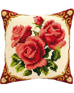 Borduurpakket borduurkussen kruissteek rozen pn-0008576 van vervaco