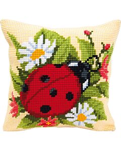 Borduurpakket borduurkussen lieveheersbeestje in kruissteek Vervaco pn-0008586