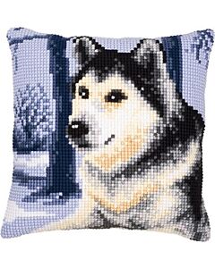 Borduurpakket kruissteekkussen husky om te borduren  vervaco pn 0008775